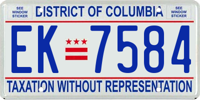 DC license plate EK7584