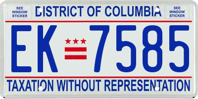 DC license plate EK7585