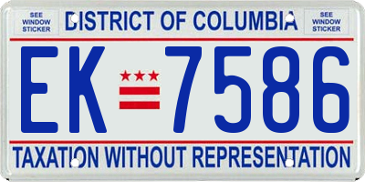 DC license plate EK7586