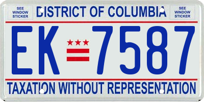 DC license plate EK7587