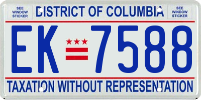 DC license plate EK7588