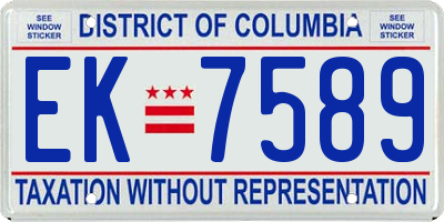 DC license plate EK7589