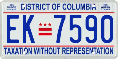 DC license plate EK7590