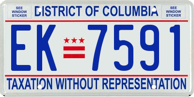 DC license plate EK7591