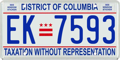 DC license plate EK7593