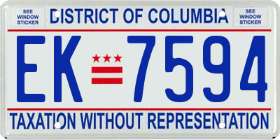 DC license plate EK7594