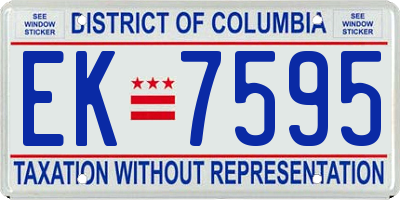 DC license plate EK7595