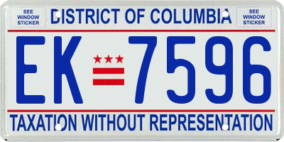 DC license plate EK7596