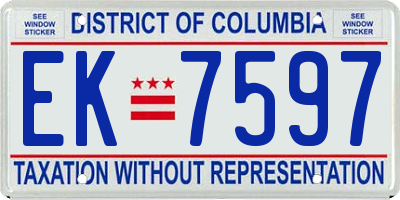 DC license plate EK7597