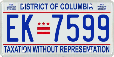 DC license plate EK7599