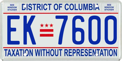 DC license plate EK7600