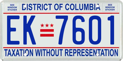 DC license plate EK7601