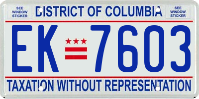 DC license plate EK7603