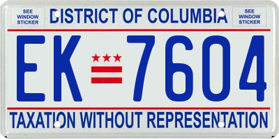 DC license plate EK7604