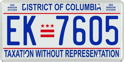 DC license plate EK7605