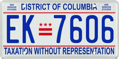 DC license plate EK7606