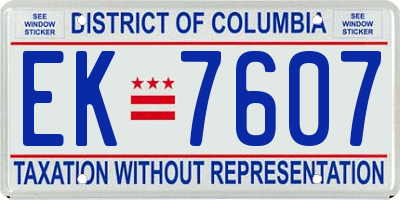 DC license plate EK7607