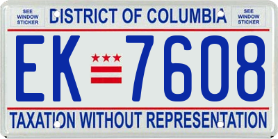 DC license plate EK7608