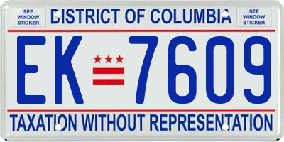 DC license plate EK7609