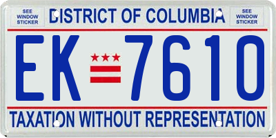 DC license plate EK7610