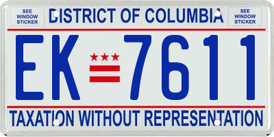 DC license plate EK7611