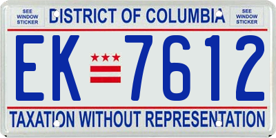 DC license plate EK7612