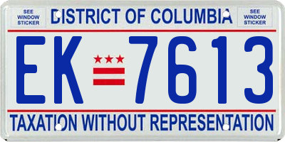 DC license plate EK7613