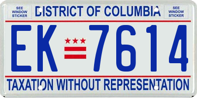 DC license plate EK7614