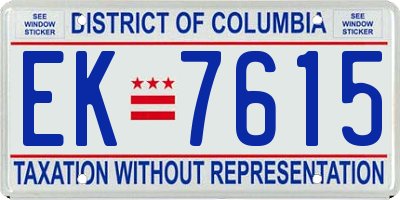 DC license plate EK7615