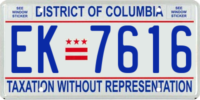 DC license plate EK7616