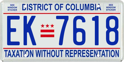 DC license plate EK7618