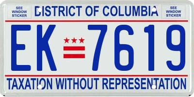 DC license plate EK7619