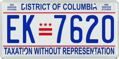 DC license plate EK7620