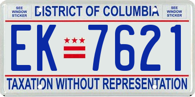 DC license plate EK7621