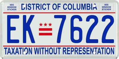 DC license plate EK7622