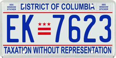 DC license plate EK7623