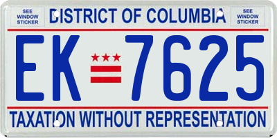 DC license plate EK7625