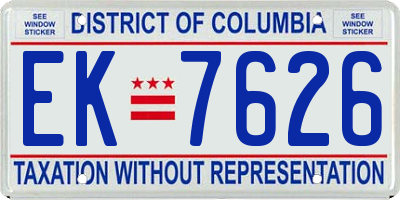 DC license plate EK7626