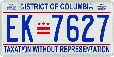 DC license plate EK7627