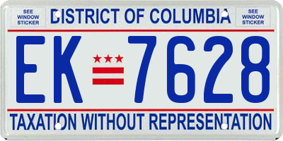 DC license plate EK7628