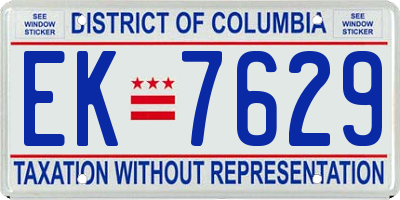 DC license plate EK7629