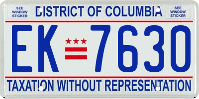 DC license plate EK7630