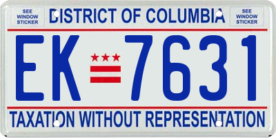 DC license plate EK7631