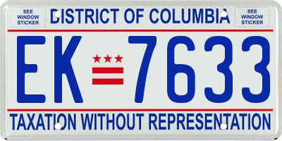 DC license plate EK7633