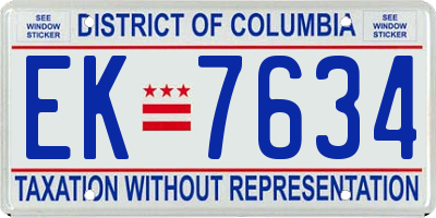 DC license plate EK7634