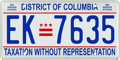 DC license plate EK7635