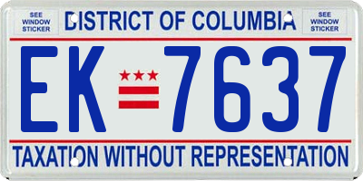 DC license plate EK7637