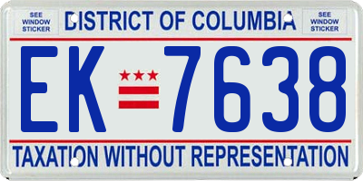 DC license plate EK7638