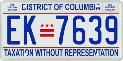 DC license plate EK7639