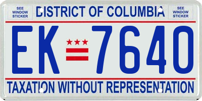 DC license plate EK7640